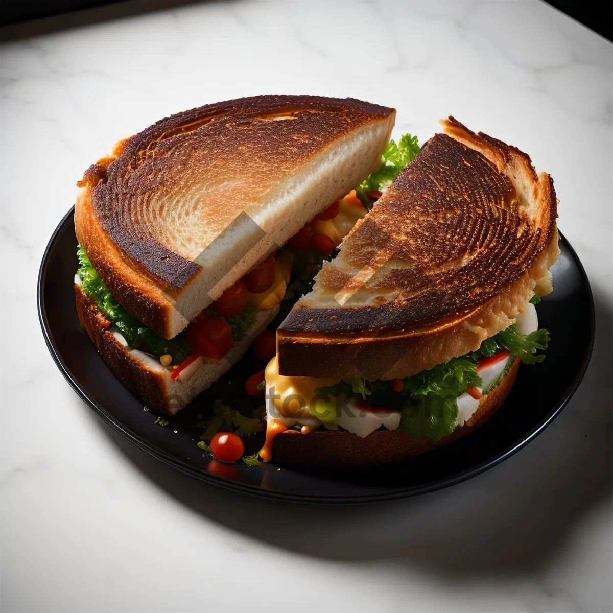 Picture of Delicious gourmet hamburger with cheese and lettuce