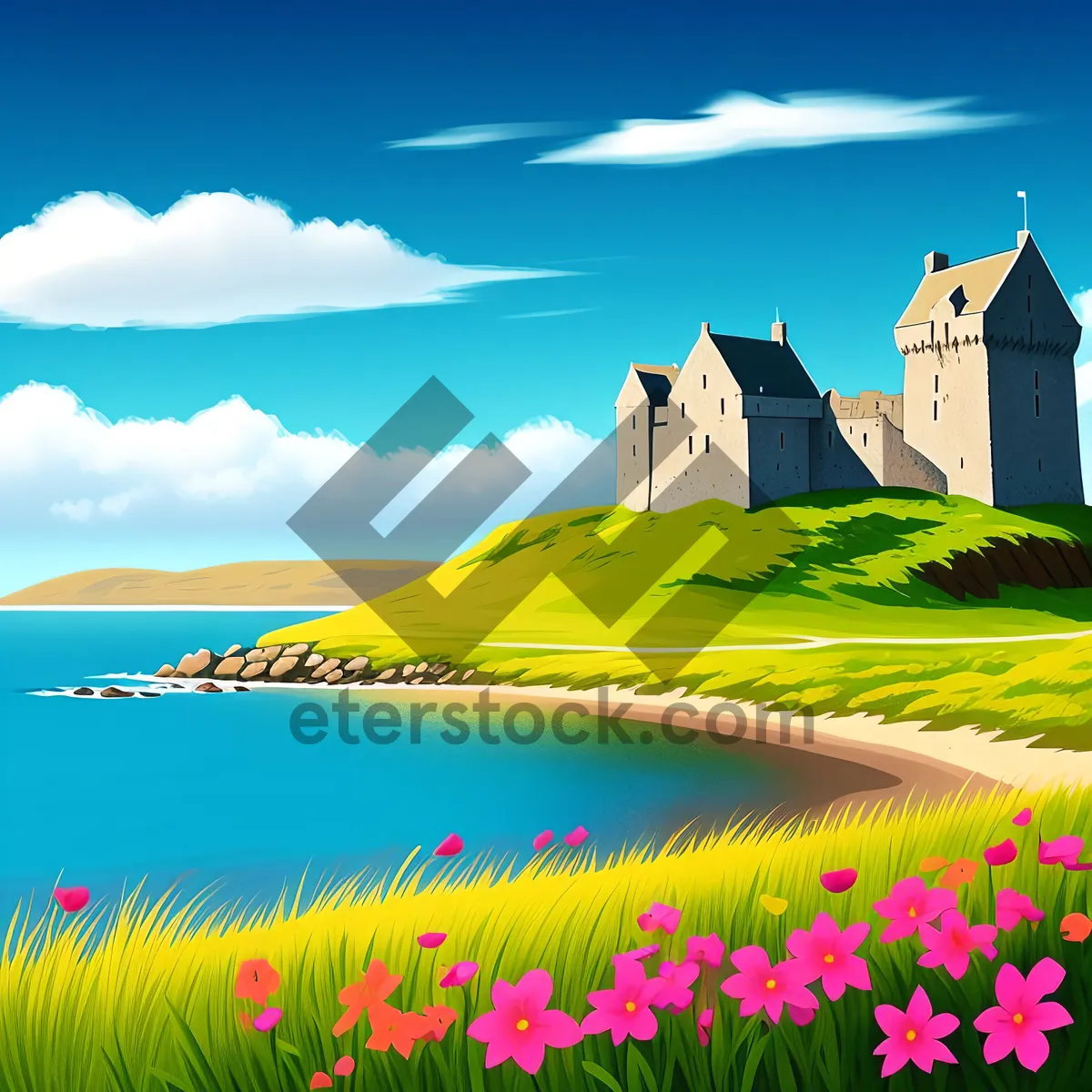 Picture of Serene Countryside Horizon with Lush Summer Meadow