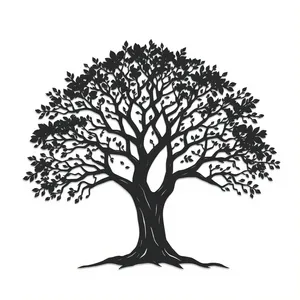 Black Floral Tree Silhouette Graphic Artwork Element