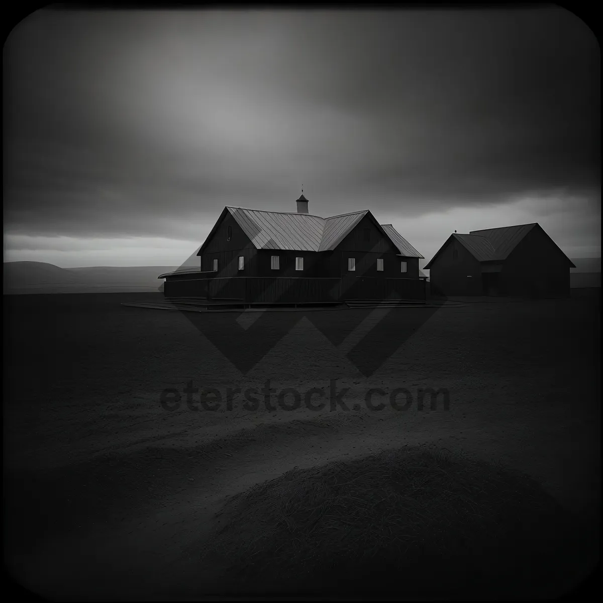 Picture of Sunset Over Barn on Farm - Majestic Rural Landscape