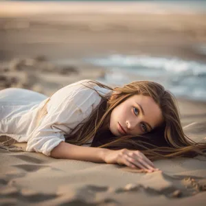 Sexy woman with beach waves enjoying summer vacation