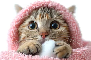 Gray Tabby Kitten with Big Curious Eyes and Fluffy Ears