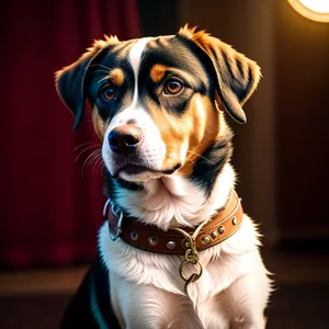 Adorable Terrier Puppy Sitting with Collar