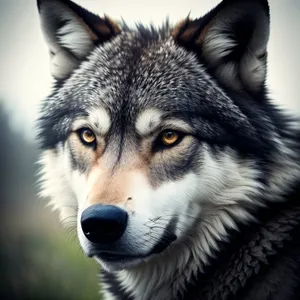 Majestic Malamute: Adorable Sled Dog with Intense Gaze