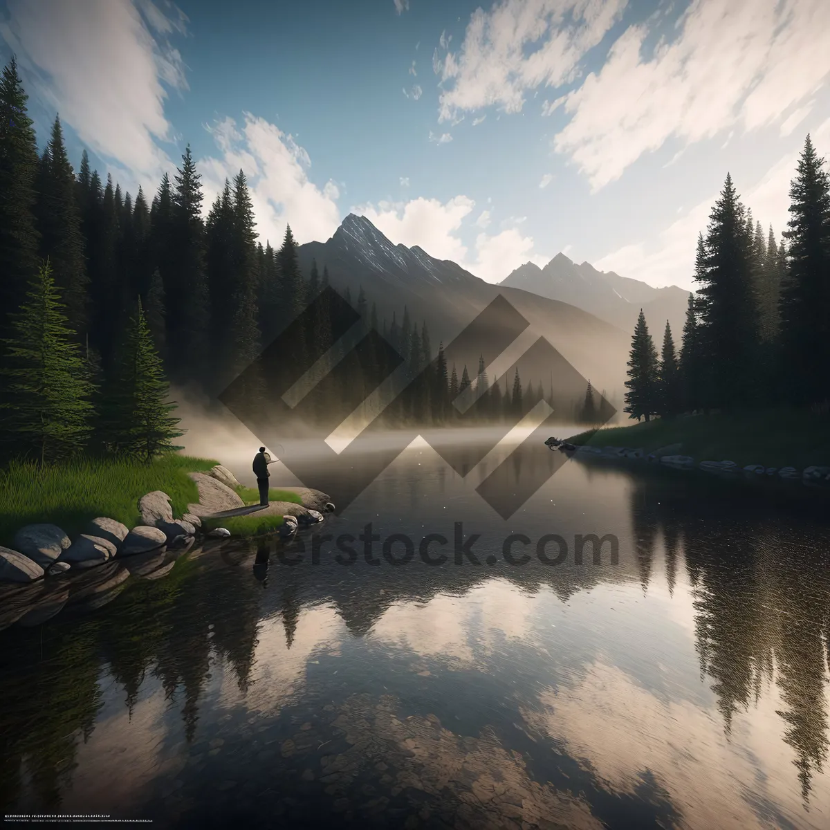 Picture of Serene Lakeside Landscape with Reflections