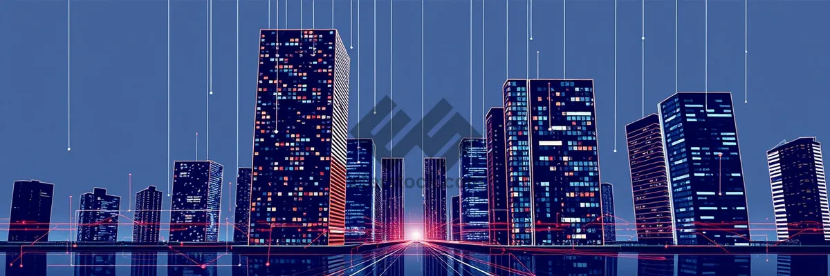 Picture of Corporate Skyscraper Tower in City Center at Night