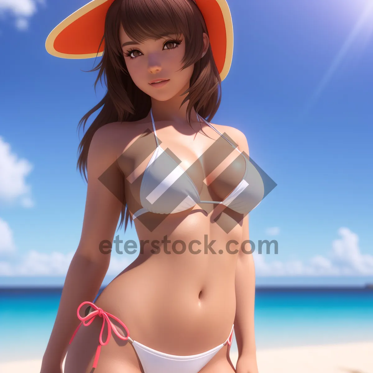 Picture of Sultry Beach Babe in Stylish Swimsuit