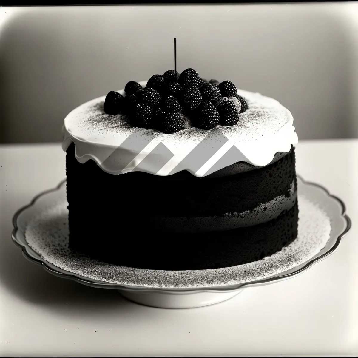 Picture of Gourmet birthday cake with fresh berries and cream