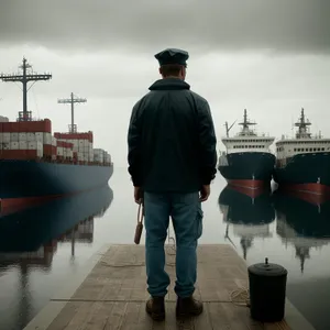 Sea-bound Cargo Transport: Vessel at Industrial Port