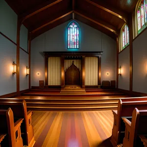 Antique Church Altar Inside Historic Hall