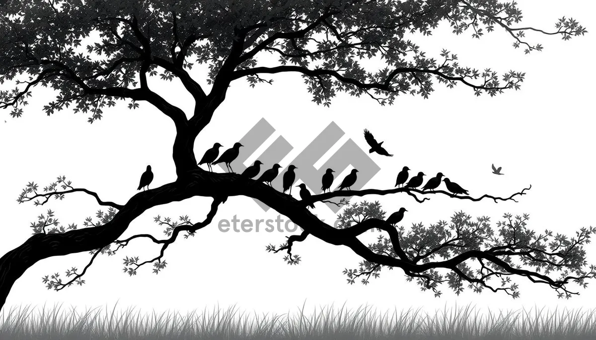 Picture of Silhouette of Winter Oak Tree Against Sky