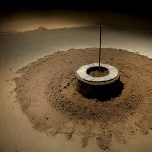 Sunset timepiece on sandy beach