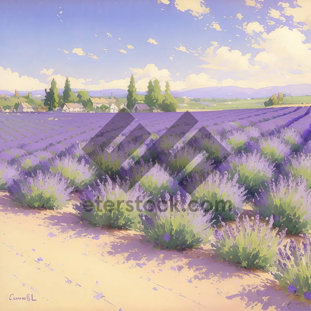 Picture of Serene Lavender Landscape Under Open Sky