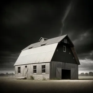 Old Country Farmhouse Amidst Rural Landscape