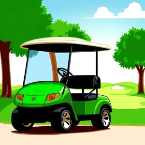 Golf Course Golfer in Players' Car