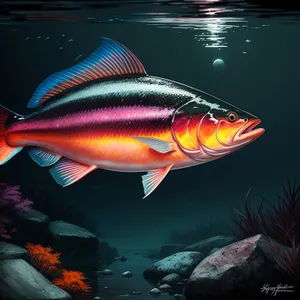 Colorful Tropical Fish Swimming in Aquarium Tank