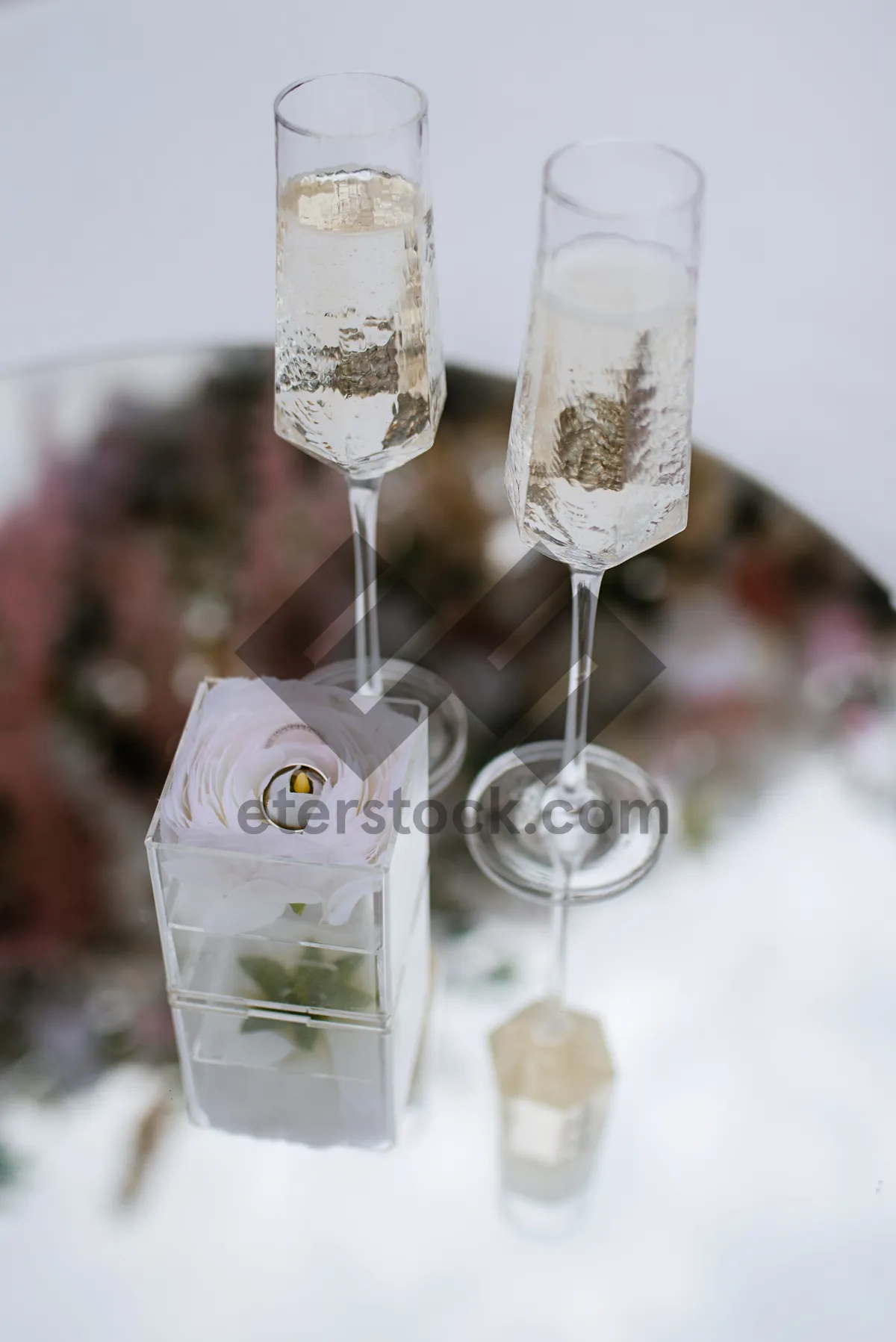 Picture of Champagne glasses for a festive celebration.