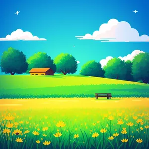 Serene Summer Meadow Under Clear Skies