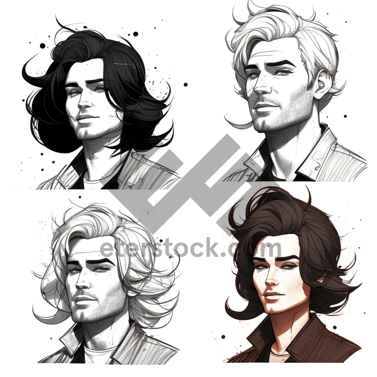 Picture of Cartoon Man Haircut Design Sketch