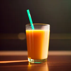 Zesty Orange Juice in Chilled Glass with Straw