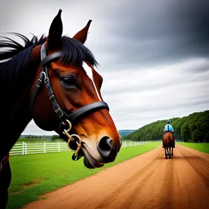 Majestic Stallion Galloping in a Meadow