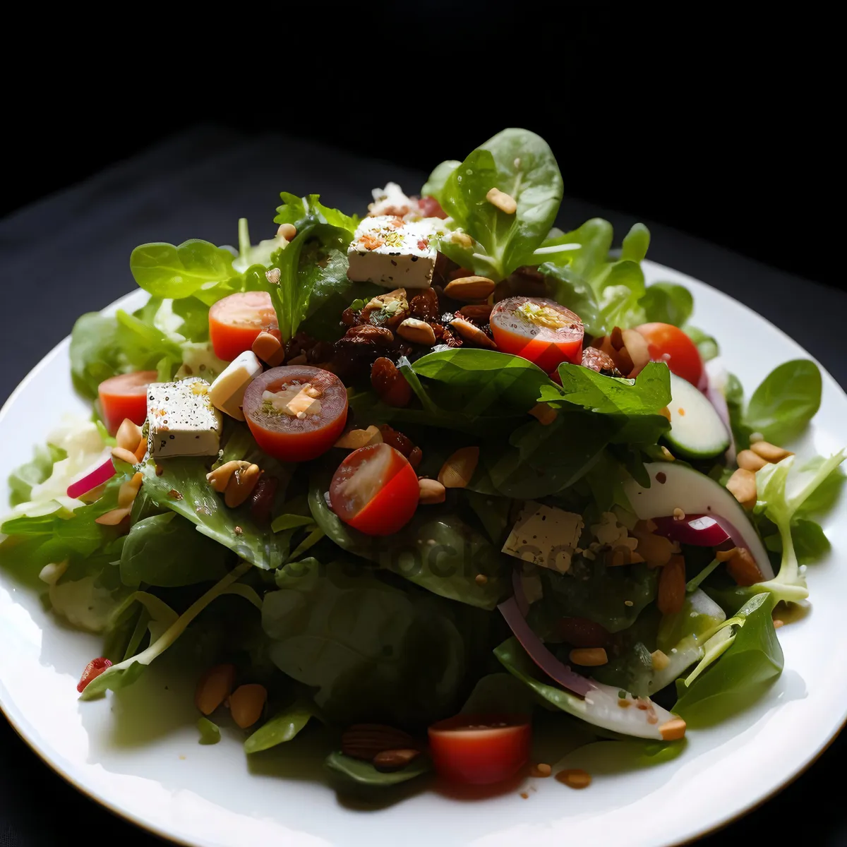 Picture of Fresh Vegetable Salad with Cheese and Gourmet Dressing