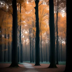 Enchanting Forest Pathway Surrounded by Towering Trees