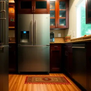 Modern Wood-Clad Galley Kitchen with Stylish Furniture