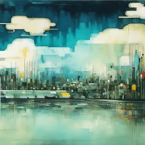 City Night Lights by the River