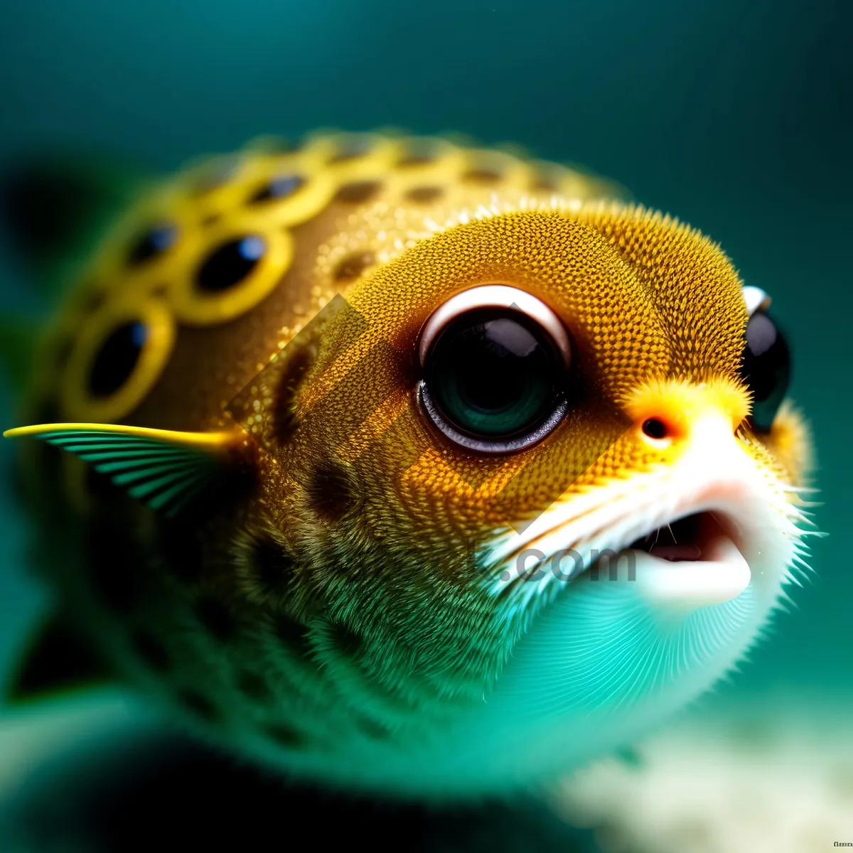 Picture of Colorful Puffer Fish in Tropical Coral Reef