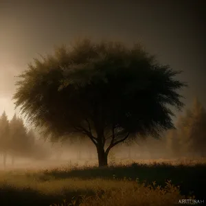 Golden Sunset Over Countryside Landscape