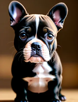 Adorable Wrinkle-Faced Bull Terrier Studio Portrait