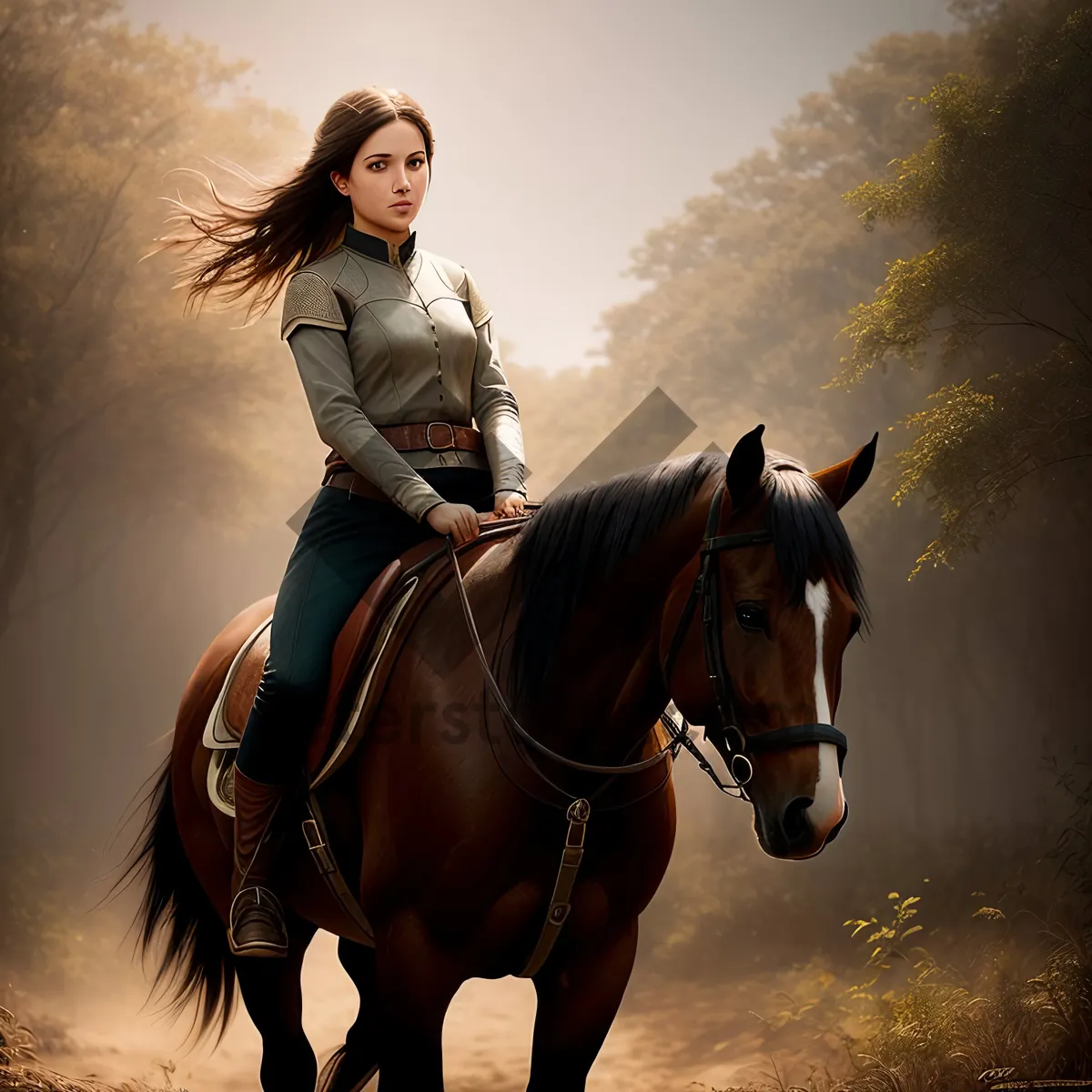 Picture of Professional equestrian riding a majestic stallion.