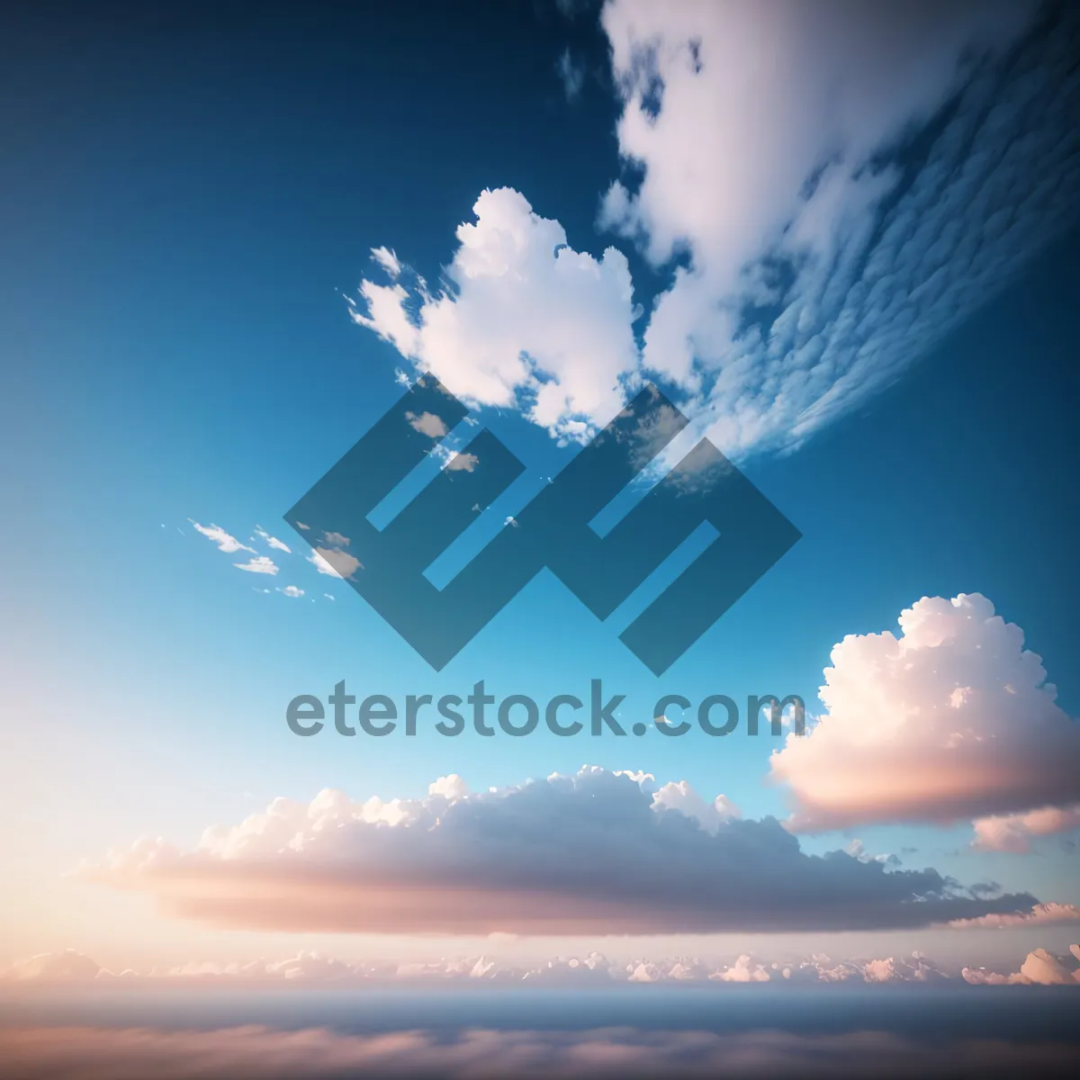 Picture of Vibrant Summer Sky with Fluffy Clouds