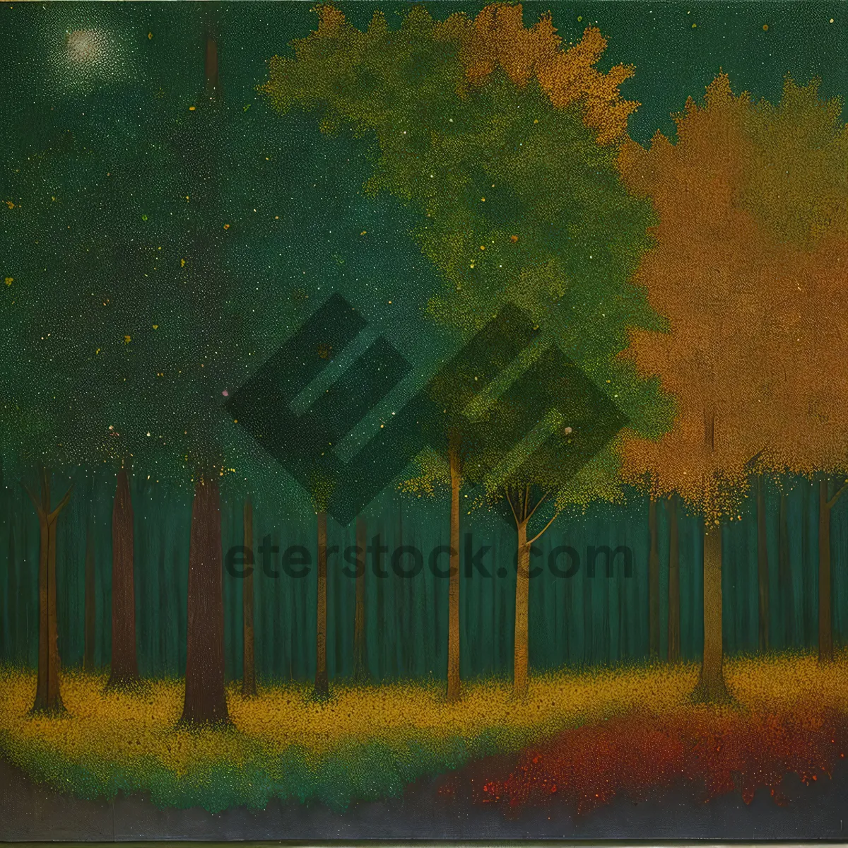 Picture of Vintage Grunge Tree in Textured Landscape