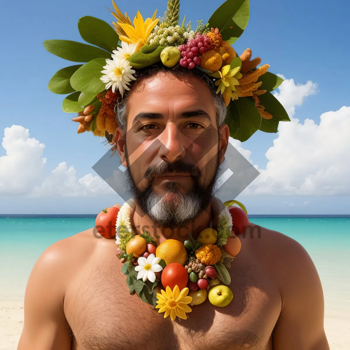 Picture of Blissful Beach Getaway: Smiling Man in Tropical Paradise