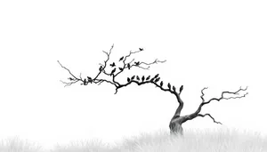 Black floral tree silhouette design for spring season