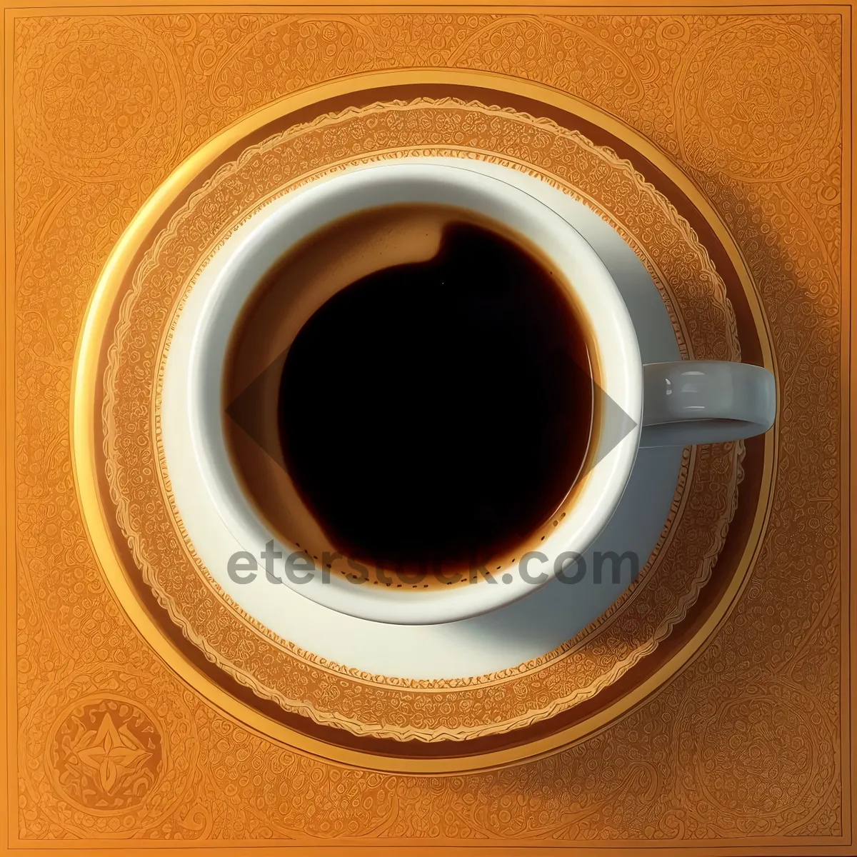 Picture of Hot Coffee in Black Cup on Saucer with Speaker