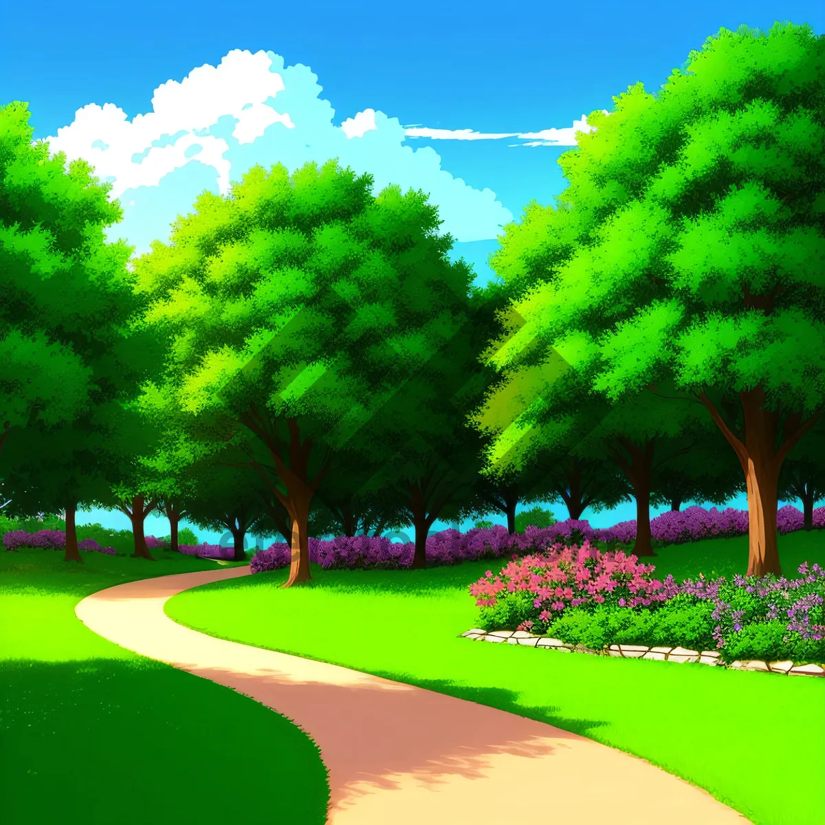 Picture of Gorgeous Golf Course Landscape with Majestic Trees