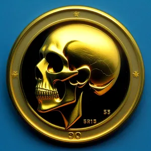 Dark Gold Shield Button Icon with Shiny Metallic Design