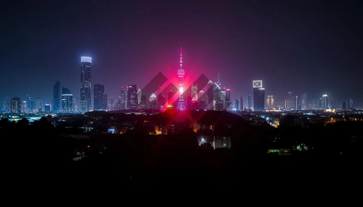 Picture of City skyline reflecting in river at dusk