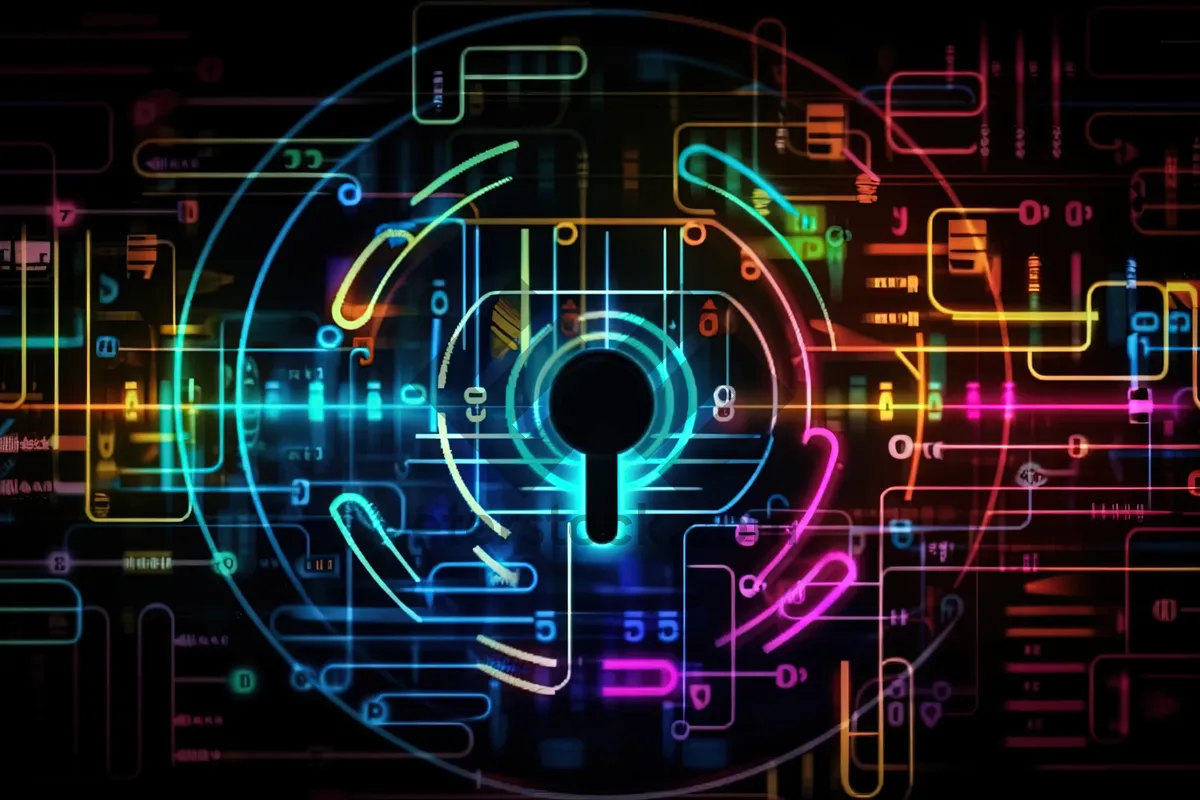 Picture of Digital device design with 3D laser technology grid