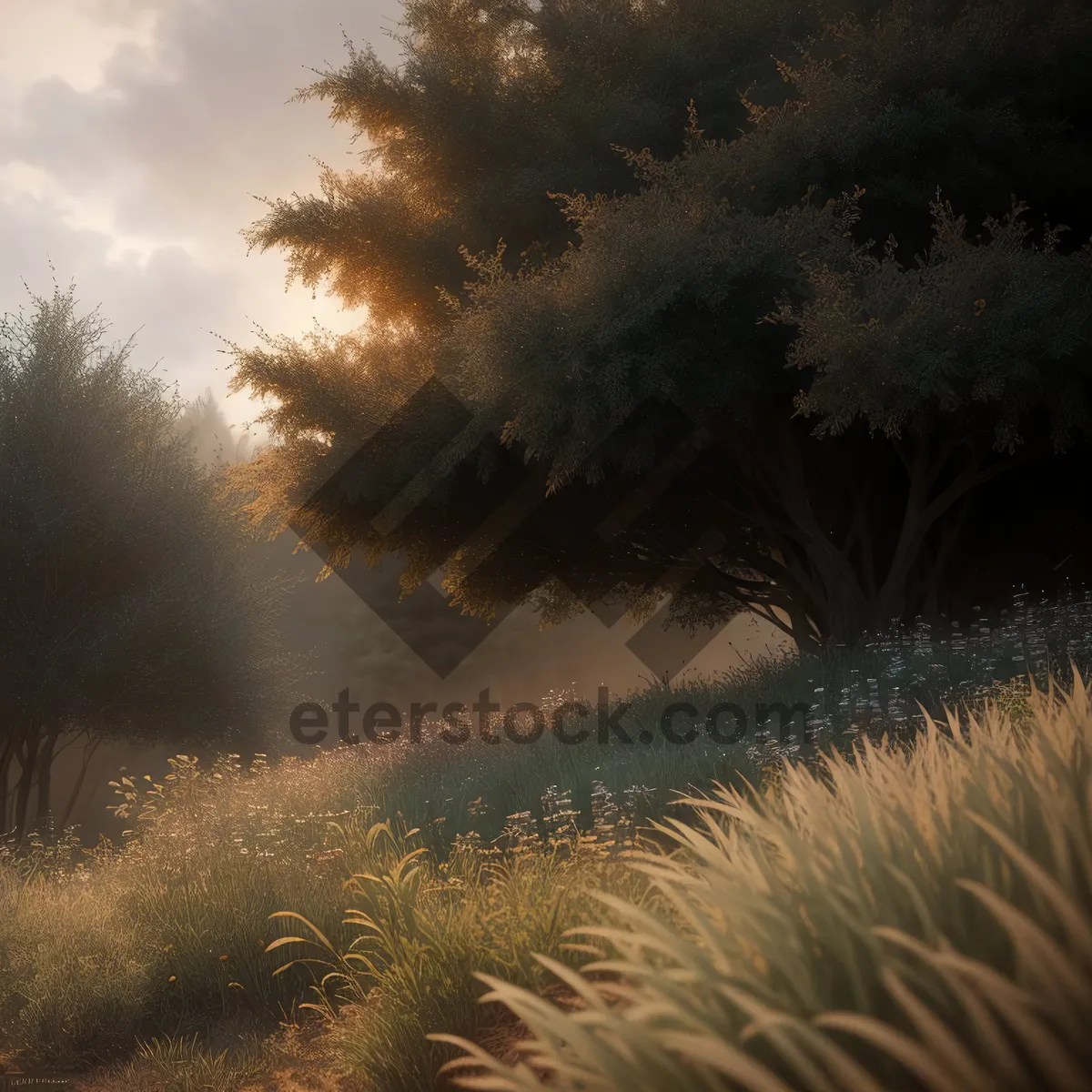 Picture of Serenity at Dusk: A Captivating Sunset Over Landscaped Fields