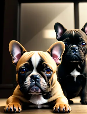 Cute Bulldog Puppy Sitting for Portrait