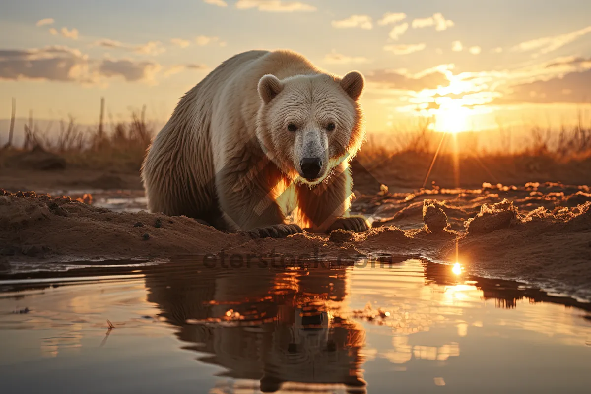 Picture of Cute brown bear in the wild