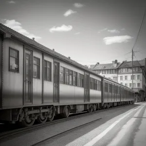 Urban Passenger Train at City Terminal