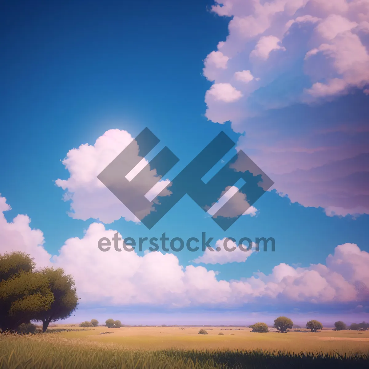 Picture of Serene countryside under a vibrant sky