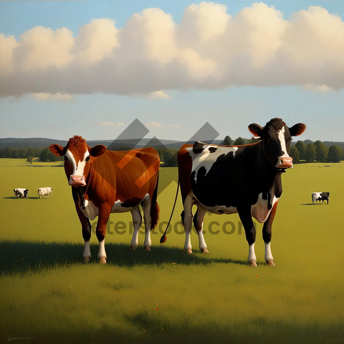 Picture of Vast Rural Sky with Grazing Horses and Cows