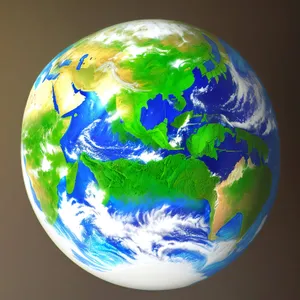 Global Planet Map: Continents on Earth's Sphere