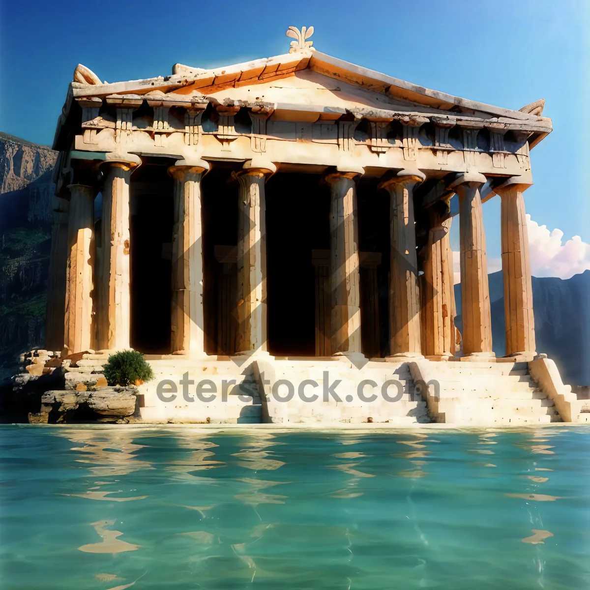 Picture of Old Temple Columns Against Sky in Historic City